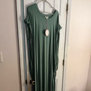 Green maxi ! Never worn - great shirring at sides ..